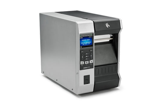 Zebra ZT610 industrial label printer, front view with the colour touch display